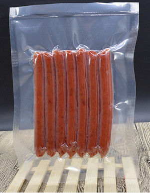 Carne procesada Salchichas Bolsas de plástico con vacío para comprimir bolsas de embalaje PVDC de alta barrera transparente