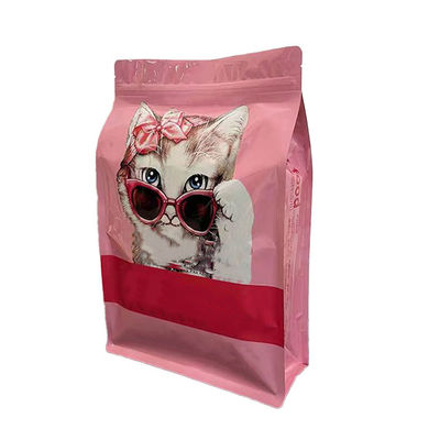 Logotipo personalizado Sello de ocho lados Bolsa de plástico laminada 40mic~250mic Para bolsas de alimentos para mascotas