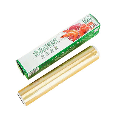 Buena seguridad 30cm*15m PVDC Film de envoltura de adhesión para alimentos para sándwich Temperatura interna 140 oC