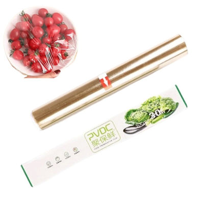 Buena seguridad 30cm*15m PVDC Film de envoltura de adhesión para alimentos para sándwich Temperatura interna 140 oC