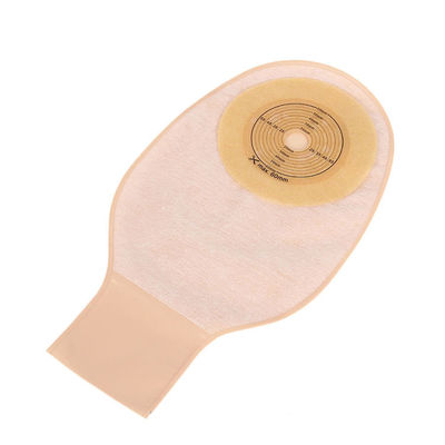 Bolsa de ostomía con abertura de bolsillo, abrazadera, cerradura drenable de 15 a 60 mm, color beige.