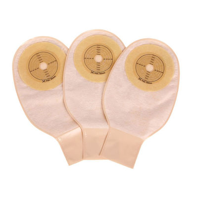 Bolsa de ostomía con abertura de bolsillo, abrazadera, cerradura drenable de 15 a 60 mm, color beige.