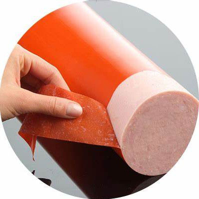 Calibre de 19 mm Calibre de 220 mm Carcasas de salchichas artificiales impresas Película de embalaje de plástico para alimentos Nylon PA / PVDC